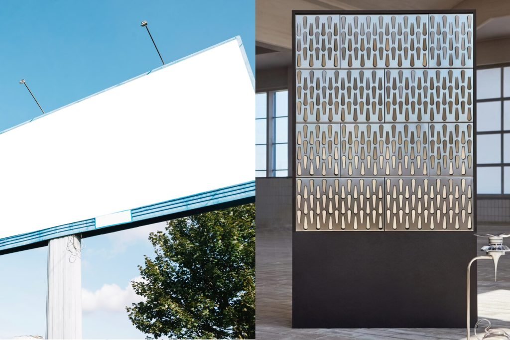 fiber laser cutting empty billboard and decorative panels