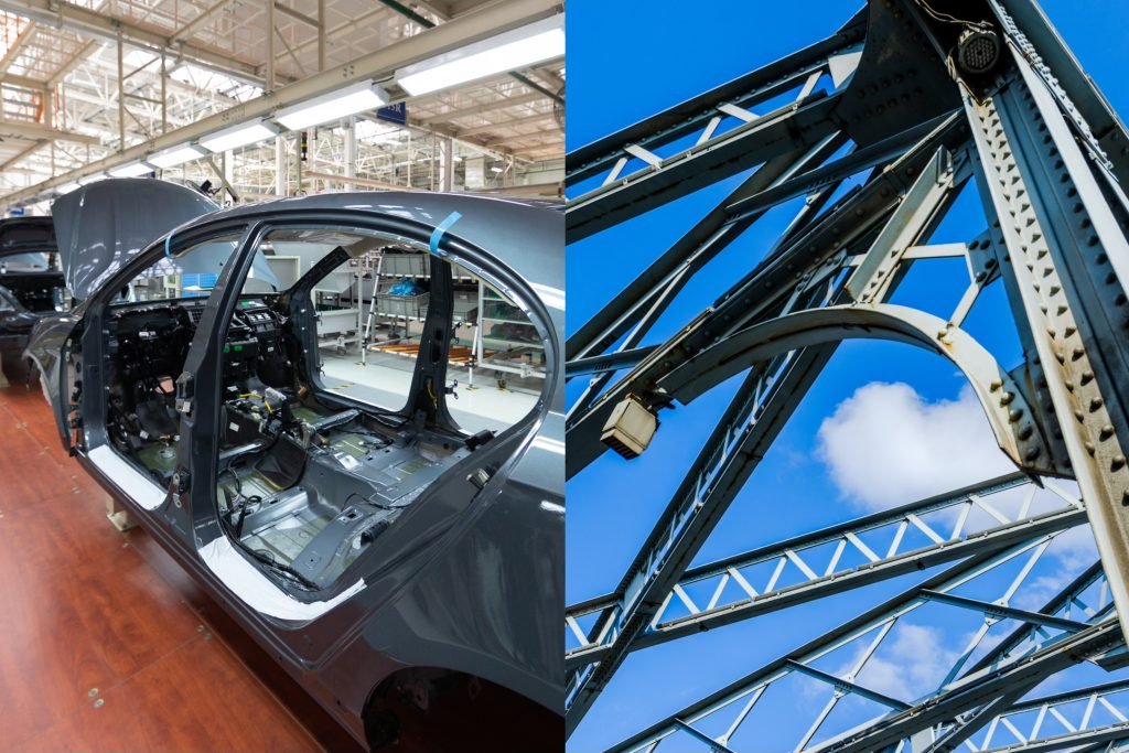 fiber laser cutting machine car body and bridge