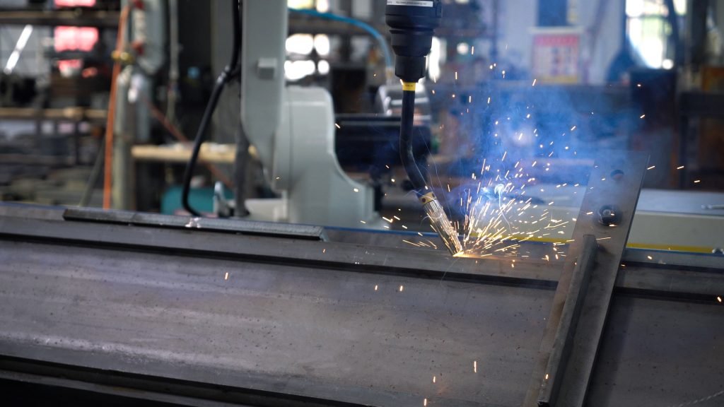 Laser cut machine welding beam