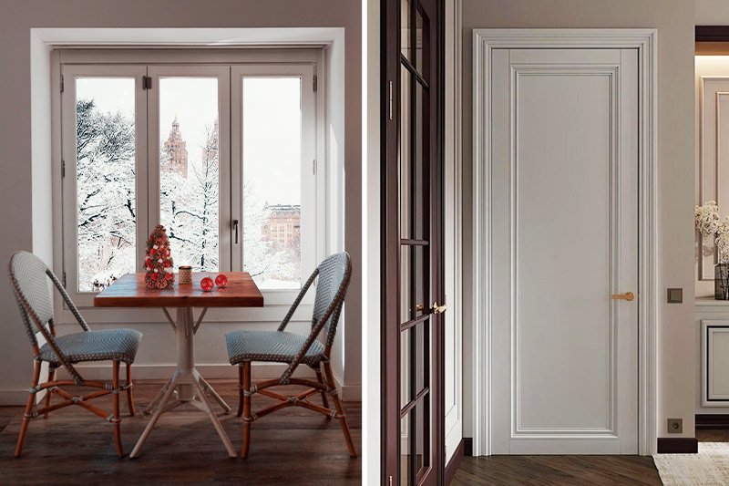 wooden door and window